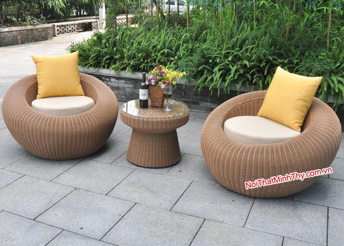 BÀN GHẾ NHỰA GIẢ MÂY