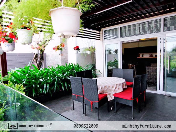 Bàn Ghế nhựa giả mây minh thy tại - Nhà hàng Cafe SunOcean 