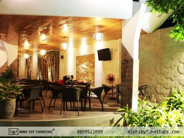 Bàn Ghế nhựa giả mây minh thy tại - Nhà hàng Cafe SunOcean 