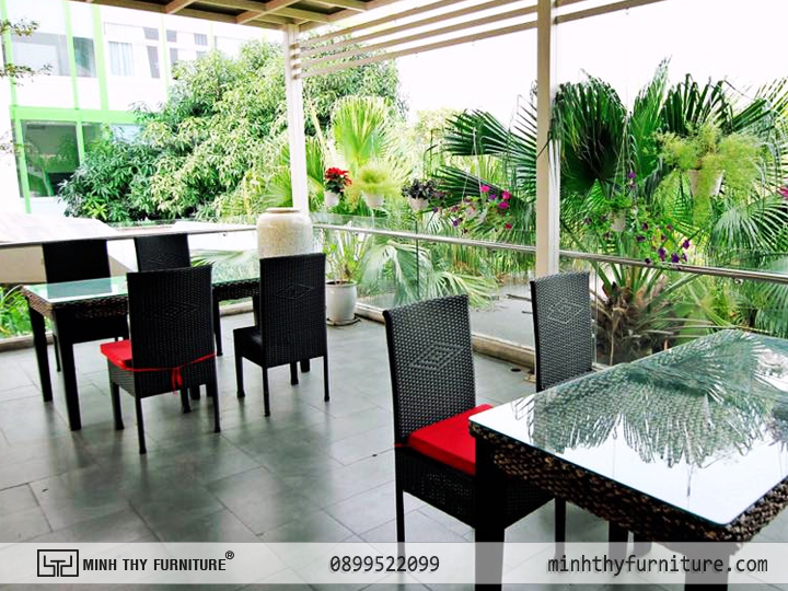 Bàn Ghế nhựa giả mây minh thy tại - Nhà hàng Cafe SunOcean 