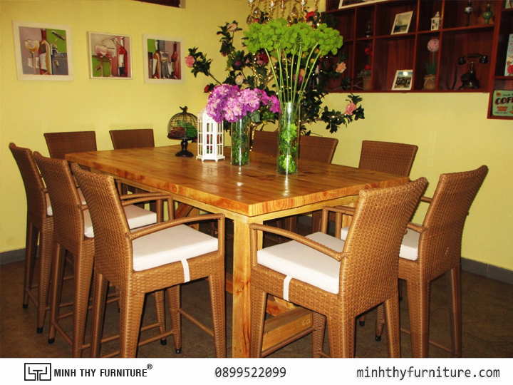 Bàn Ghế bar nhựa giả mây minh thy tại Cafe Suối Đá