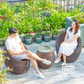 Bàn Ghế Cafe Nhựa Giả Mây MT2A111