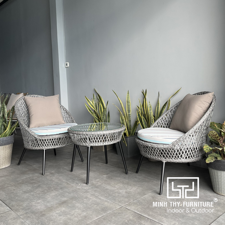 Bàn Ghế Ban Công Nhựa Giả Mây MT2A158 Bàn Ghế Ban Công Nhựa Giả Mây MT2A158