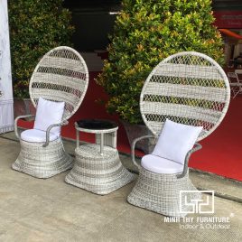 Bàn Ghế Sảnh Chờ Nhựa Giả Mây MT604