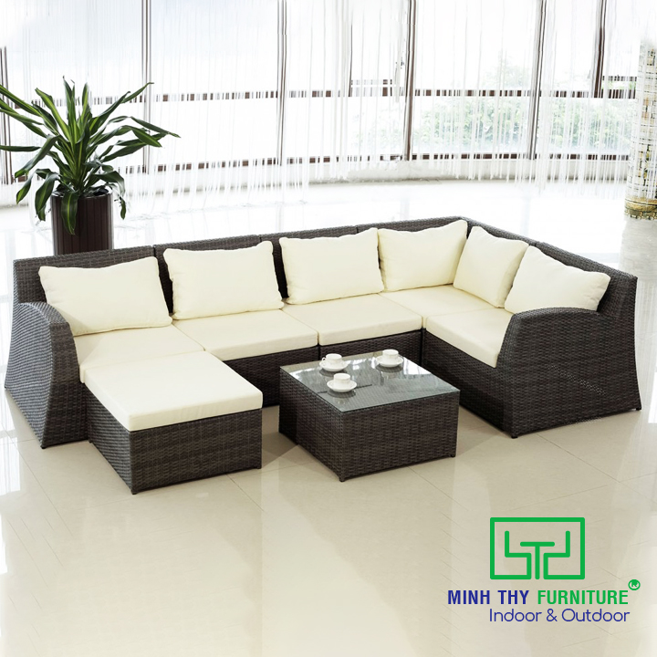 sofa nhựa giả mây