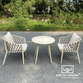Bàn Ghế Cafe Sân Vườn Đan Dây Dù MT2040 1 ban ghe cafe san vuon dan day du mt2040 1