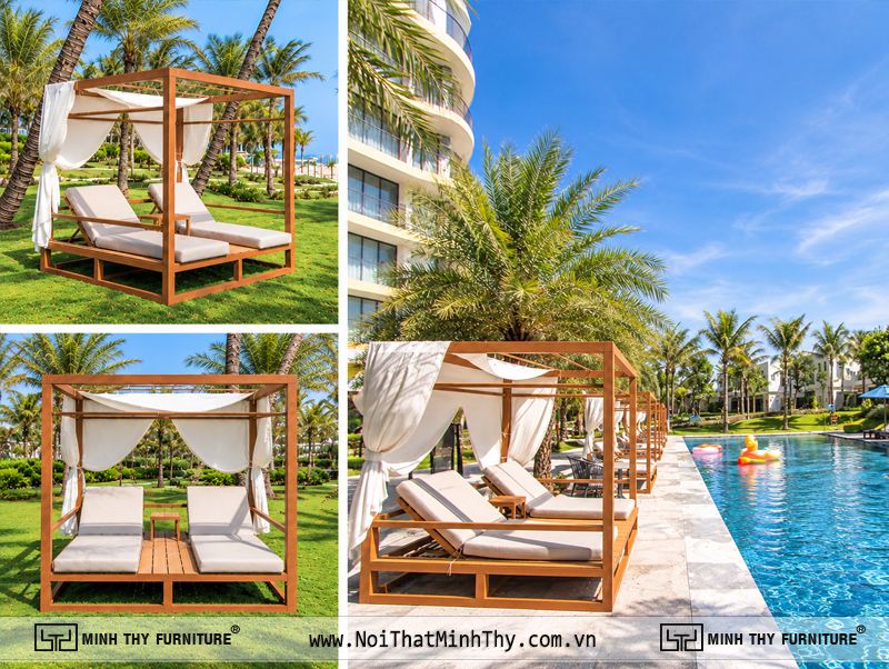Ghế hồ bơi và giường tắm nắng ngoài trời cho resort